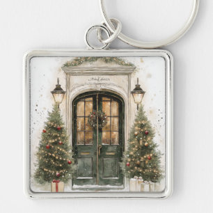 Porte-clés Porte élégante de brownstone de Noël