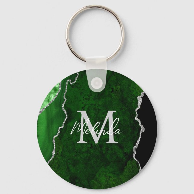 Porte-clés Porte en marbre vert et argent (Recto)
