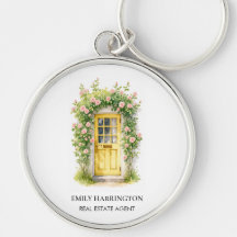 Porte jaune aquarelle Logo Agent immobilier