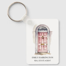 Porte Rose Aquarelle Logo Agent Immobilier
