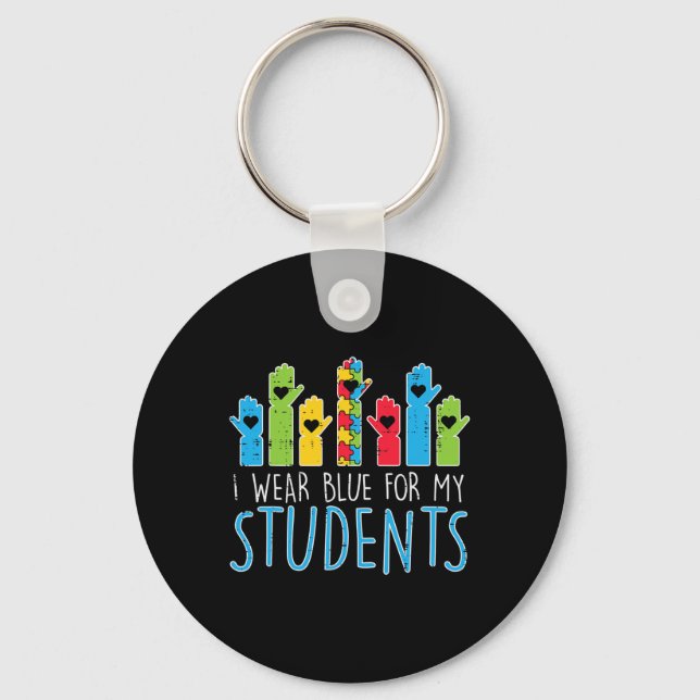 Porte-clés Porter le bleu pour mes étudiants Sensibilisation  (Recto)
