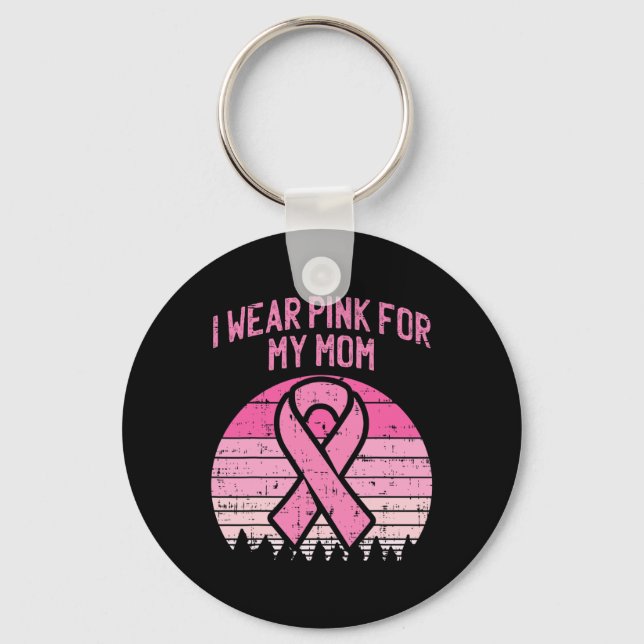 Porte-clés Portez Le Rose Pour Ma Mère Respiration Cancer Sen (Recto)