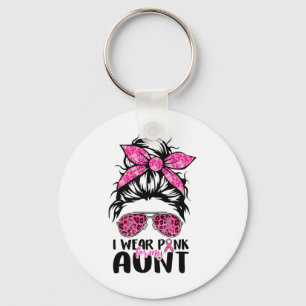 Porte-clés Portez le rose pour ma tante Messy Bun Cancer du s