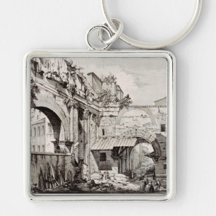 Porte-clés Portique d'Octavie Rome Art en Noir et Blanc