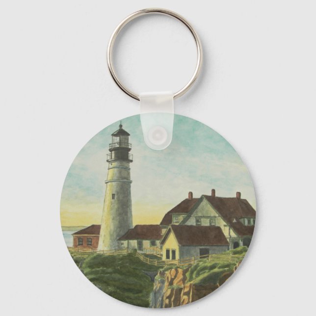 Porte-clés Portland Head Light Aquarelle (Recto)