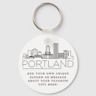 Porte-clés Portland, Oregon Stylisated Skyline  Slogan person