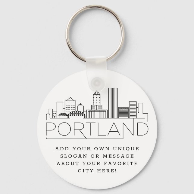 Porte-clés Portland, Oregon Styliszed Skyline | Slogan person (Recto)