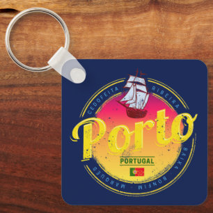 Porte-clés Porto au Portugal Navire Retro Sunset Vintage