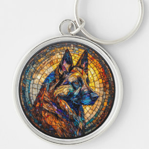 Porte-clés Portrait coloré de Berger Allemand