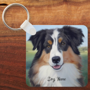 Porte-clés Portrait d'Australian Shepherd -
