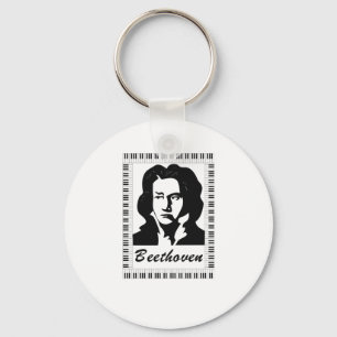 Porte-clés portrait de Beethoven avec cadre de clé de piano
