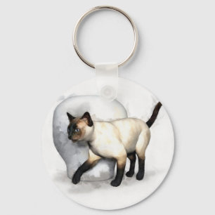 Porte-clés Portrait de chat siamois et de vase