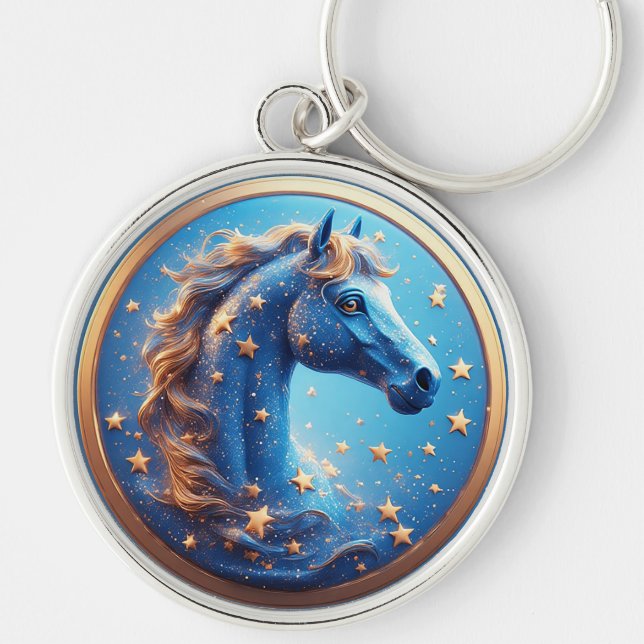 Porte-clés Portrait de cheval de dessin animé charmant avec d (Devant)