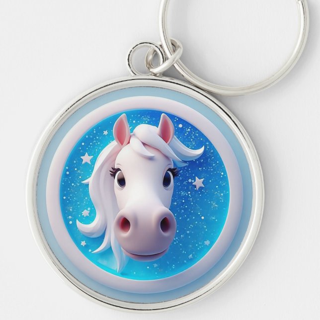 Porte-clés Portrait de cheval de dessin animé charmant avec d (Devant)