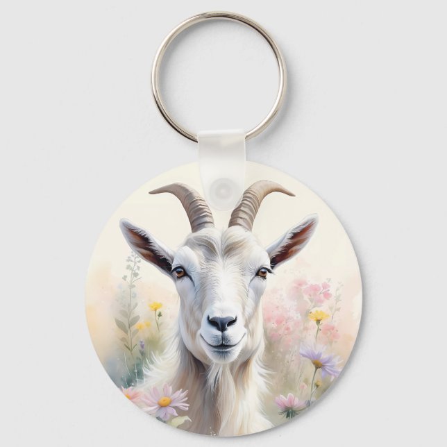 Porte-clés Portrait de chèvre de champ pastel doux (Recto)