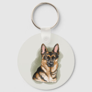 Porte-clés Portrait de chien canin Shepherd allemand noir et 