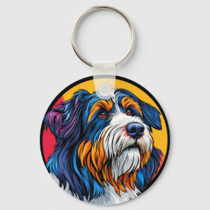 Porte-clés Portrait de chien coloré pour accessoires d'amoure