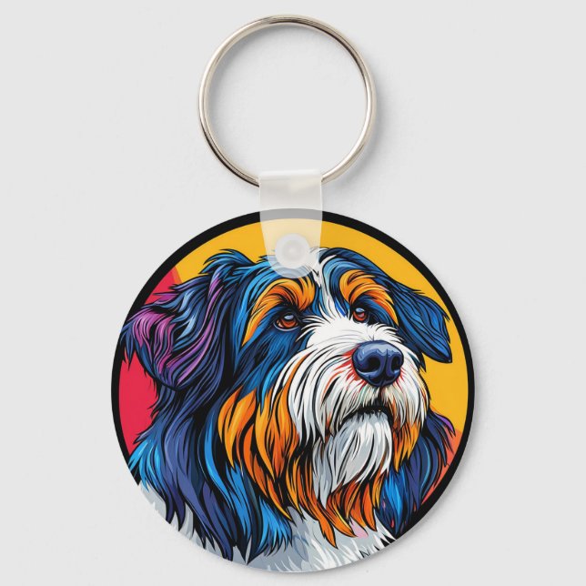 Porte-clés Portrait de chien coloré pour accessoires d'amoure (Recto)