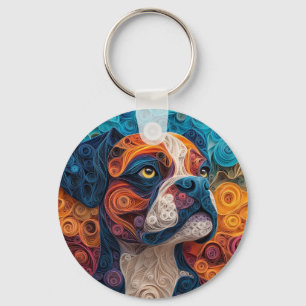 Porte-clés Portrait de chien de boxer coloré