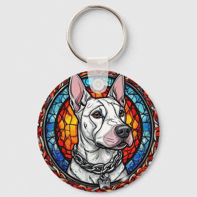 Porte-clés Portrait de chien en mosaïque Bull Terrier pour le (Recto)