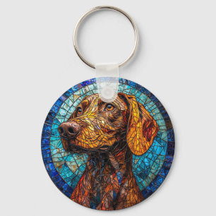 Porte-clés Portrait de chien en verre coloré