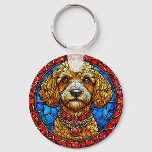 Porte-clés Portrait de chien en verre coloré