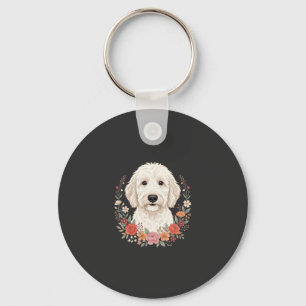 Porte-clés Portrait de chien floral Couronne botanique
