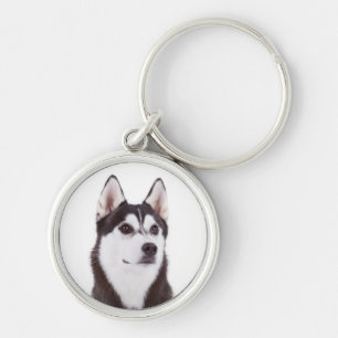 Porte-clés portrait de chiot husky sibérien
