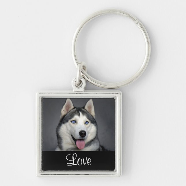 Porte-clés portrait de chiot husky sibérien (Devant)