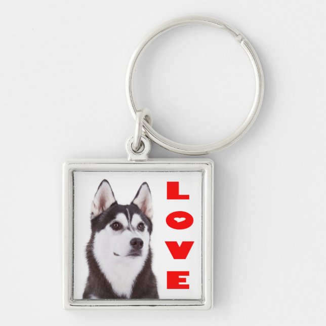 Porte-clés portrait de chiot husky sibérien (Devant)