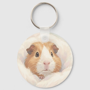 Porte-clés Portrait de cochon d'Inde adorable et duveteux