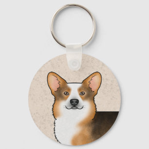 Porte-clés Portrait de Corgi Gallois Pembroke Tricolore à Têt