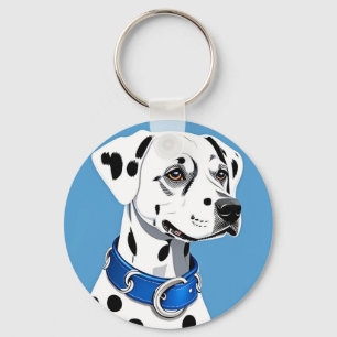 Porte-clés Portrait de Dalmatien avec Collier Bleu