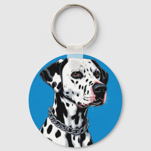 Porte-clés Portrait de Dalmatien sur fond bleu