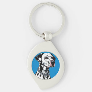 Porte-clés Portrait de Dalmatien sur fond bleu
