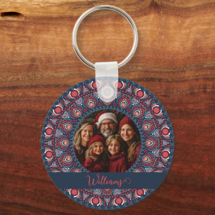 Porte-clés Portrait de famille personnalisé Russet Christmas 