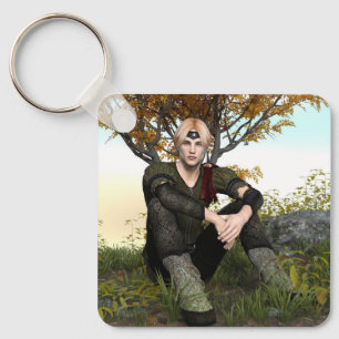 Porte-clés Portrait de fantaisie du prince de la forêt médiév