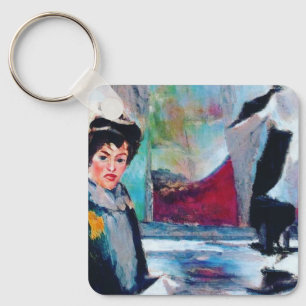 Porte-clés Portrait de femme vintage avec Arrière - plan Abst