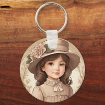 Portrait de fille florale vintage brun beige