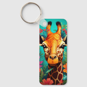 Porte-clés Portrait de la Giraffe florale-9319
