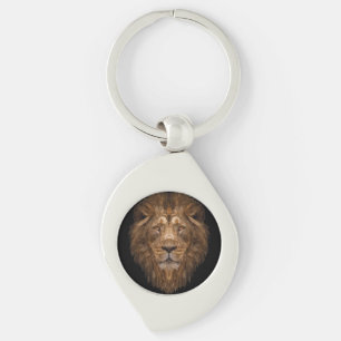 Porte-clés Portrait de lion géométrique