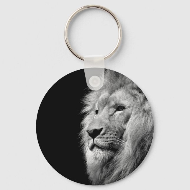 Porte-clés Portrait de Lion noir blanc - Photographie d'anima (Recto)