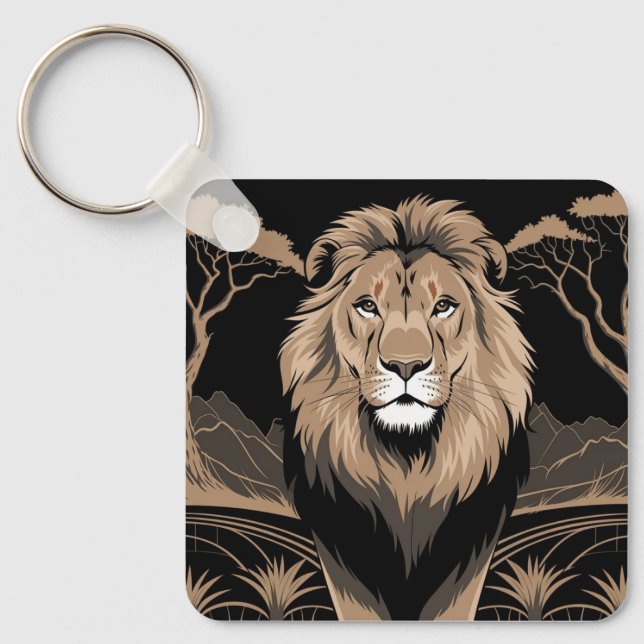 Porte-clés Portrait de lion vintage (Recto)