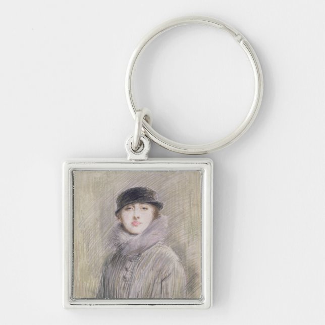Porte-clés Portrait de Madame avec un collier et un manchon (Devant)