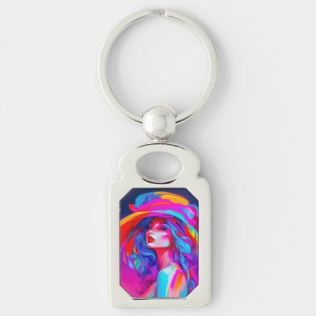 Porte-clés Portrait de Neon Pop Art (Devant)