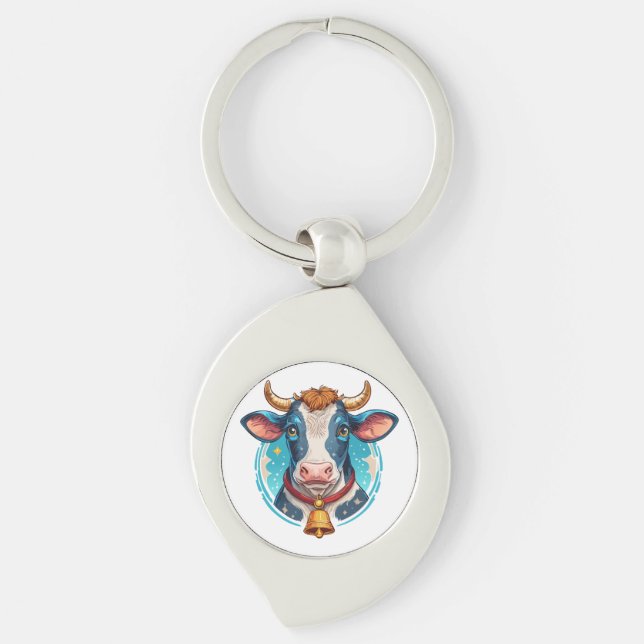 Porte-clés Portrait de tête de vache (Devant)