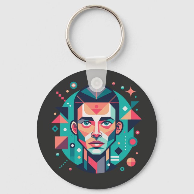 Porte-clés Portrait de visage géométrique (Recto)