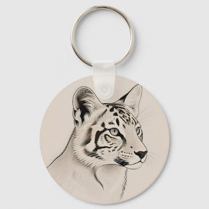 Porte-clés Portrait détaillé du Lynx en ligne art