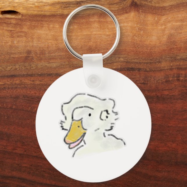 Porte-clés Portrait d'oie blanche dessin à bec jaune (Recto)