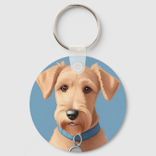Porte-clés Portrait d'un chien mignon portant un collier bleu